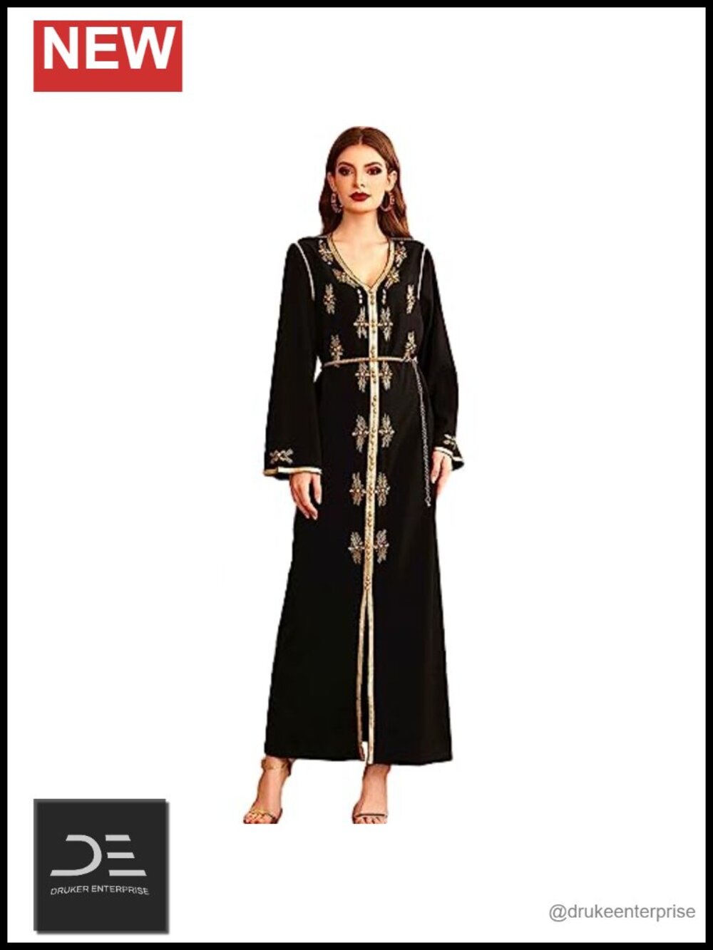 Handmade Bead Abaya Dress Kaftan Moroccan Wedding Eid Formal Gown